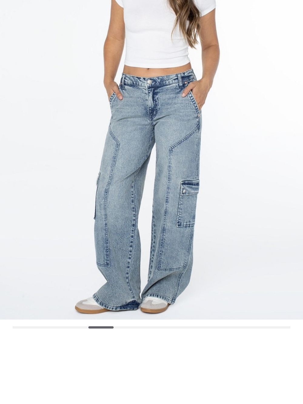 NWT Wide Leg Cargo Denim Jeans - Light Blue - Picture 4 of 11